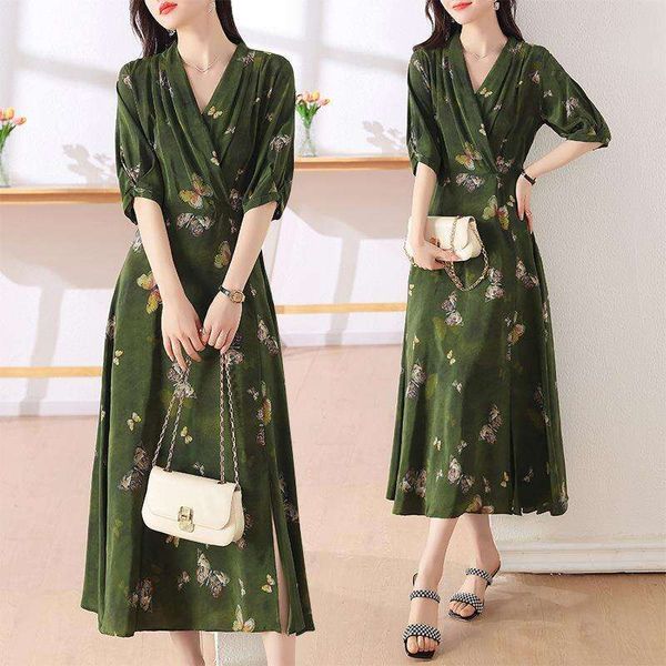high class butterfly pattern v neck half sleeve dress for women summer print waist big swing skirt, Black;gray
high class butterfly pattern v neck half sleeve dress for women summer print waist big swing skirt, Black;gray