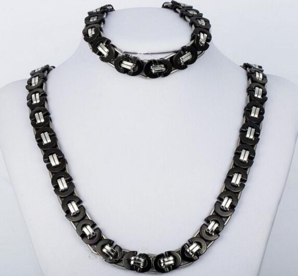 quality jewlery set 8mm black silver flat byzantine chain necklace bracelet 316l stainless steel for husband father gift 6321471
quality jewlery set 8mm black silver flat byzantine chain necklace bracelet 316l stainless steel for husband father gift 6321471