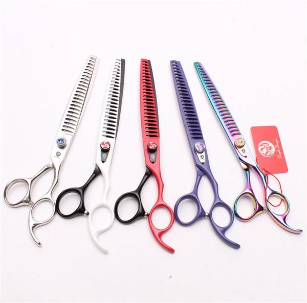 8quot 22cm jp 440c purple dragon professional dogs pets hairdressing shears grooming shears thinning scissors 24 teeth salon sty1591534