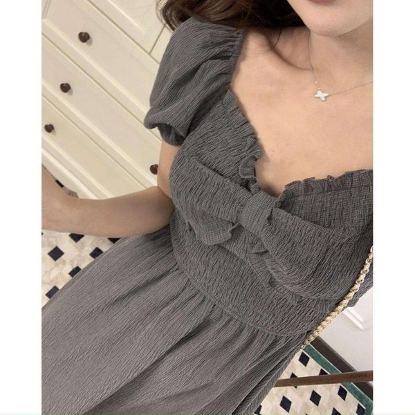 black square collar dress for summer women french pleated niche design scheming waist skirt, Black;gray
black square collar dress for summer women french pleated niche design scheming waist skirt, Black;gray