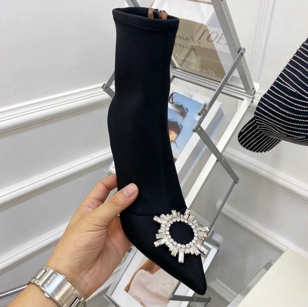 2023 amina muaddi boots womens high heel boots fashion designer rhinestone button stretch boot pointed toe ankle booty 10cm heels women comb, Black
2023 amina muaddi boots womens high heel boots fashion designer rhinestone button stretch boot pointed toe ankle booty 10cm heels women comb, Black