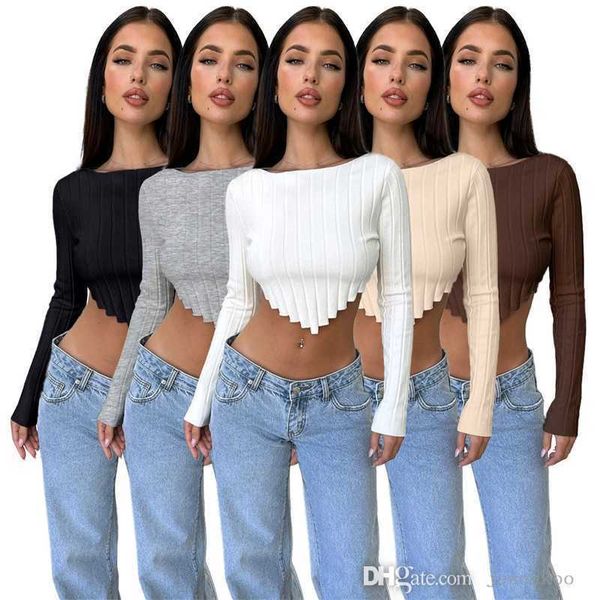 women long sleeve t-shirt autumn and winter girl slim solid color pit strip knitting crop top, White
women long sleeve t-shirt autumn and winter girl slim solid color pit strip knitting crop top, White