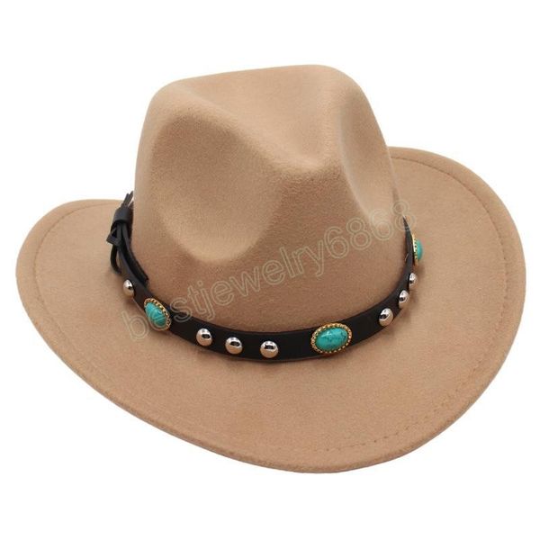 western cowboy hat with turquoise belt pink curved brim felt panama cap cowgirl fedoras sun hat for women men, Blue;gray
western cowboy hat with turquoise belt pink curved brim felt panama cap cowgirl fedoras sun hat for women men, Blue;gray