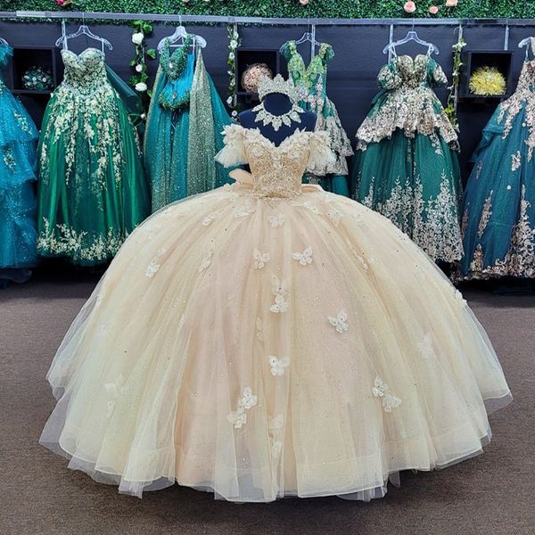 champagne gloden princess quinceanera dresses ball gown lace appliques bow sweet 16 prom dress vestidos de 15 anos, Blue;red 
champagne gloden princess quinceanera dresses ball gown lace appliques bow sweet 16 prom dress vestidos de 15 anos, Blue;red