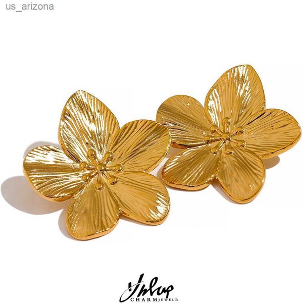 yhpup tarnish vintage gold color stainless steel flower metal stud earrings for women individual stylish trendy jewelry l230620, Golden;silver
yhpup tarnish vintage gold color stainless steel flower metal stud earrings for women individual stylish trendy jewelry l230620, Golden;silver