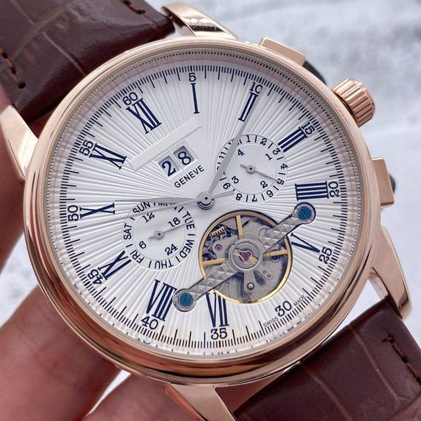 genuine leather strap mens watch mechanical automatic movement designer luxury men watches daydate wristwatches for man christmas new year f, Slivery;brown
genuine leather strap mens watch mechanical automatic movement designer luxury men watches daydate wristwatches for man christmas new year f, Slivery;brown