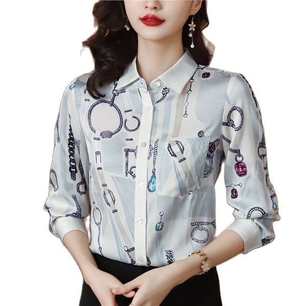 luxury designer blouses printed shirts womens long sleeve lapel classic button front shirt 2023 spring fall elegant and youth blouses office, White
luxury designer blouses printed shirts womens long sleeve lapel classic button front shirt 2023 spring fall elegant and youth blouses office, White