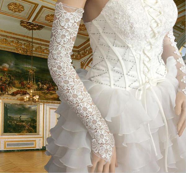 long design gloves bandage fingerless rhinestone wedding gloves 50cm9593759, White