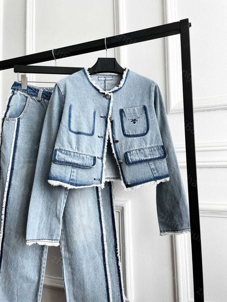 23ss women pants sets womens designer clothing casual suit vintage wash denim jacket with raw edge wash denim pants with raw edge sets women, White
23ss women pants sets womens designer clothing casual suit vintage wash denim jacket with raw edge wash denim pants with raw edge sets women, White