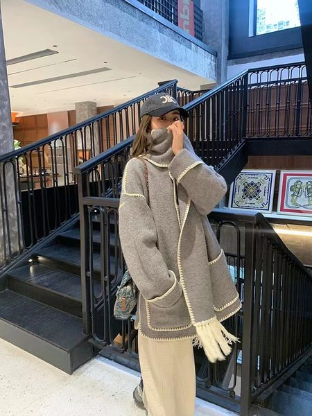 women's jacketswomen's coats new scarf collar loose single breasted tassel spliced pockets, Black;brown
women's jacketswomen's coats new scarf collar loose single breasted tassel spliced pockets, Black;brown