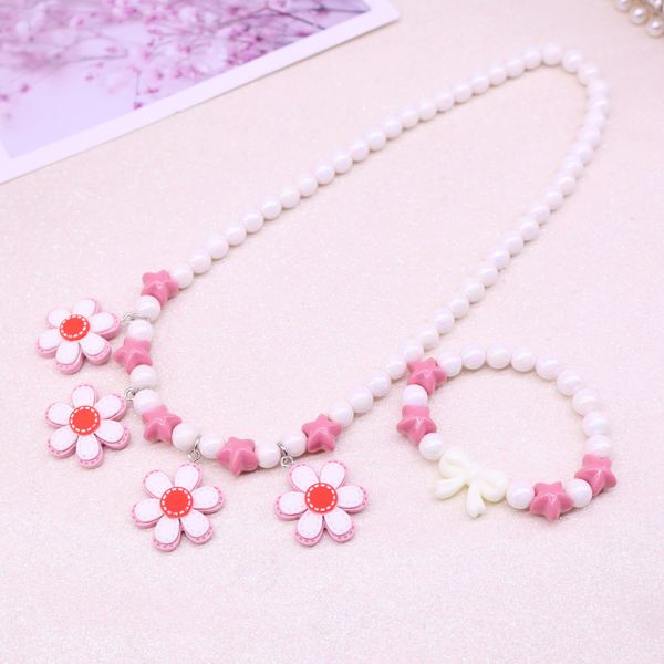 necklace bracelet girl cute cartoon flower necklace girl baby jewelry, Silver 
necklace bracelet girl cute cartoon flower necklace girl baby jewelry, Silver