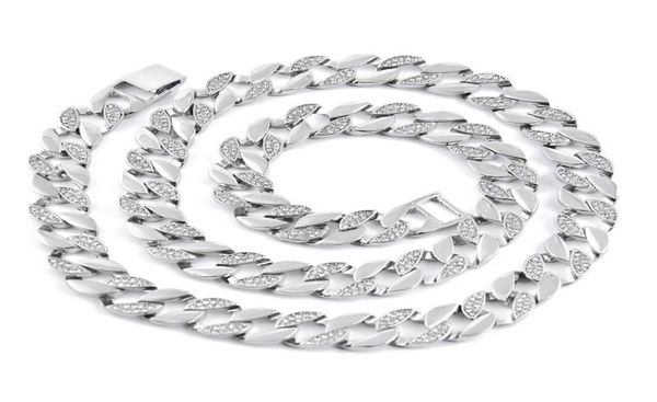 14k gold plated half diamond iced out hip hop miami cuban chain necklace for men 743024, Silver
14k gold plated half diamond iced out hip hop miami cuban chain necklace for men 743024, Silver
