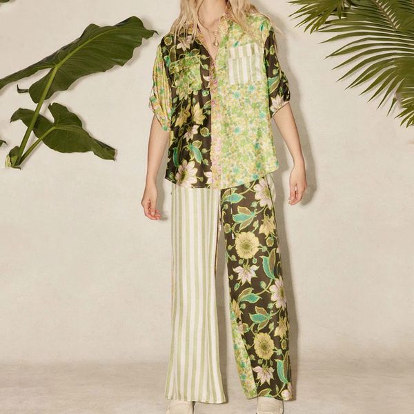 australian designer two-piece set of real silk twill printed shirt paired with elastic waist wide leg pants 7, White
australian designer two-piece set of real silk twill printed shirt paired with elastic waist wide leg pants 7, White