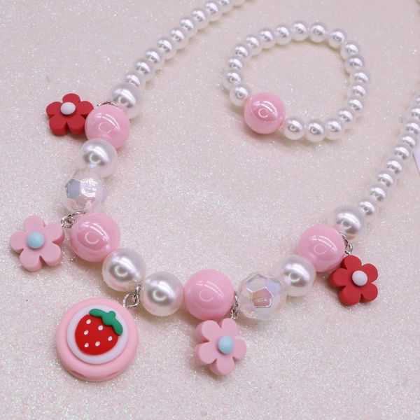 plating white necklace bracelet set cartoon cute strawberry flower pendant necklace girl, Silver
plating white necklace bracelet set cartoon cute strawberry flower pendant necklace girl, Silver