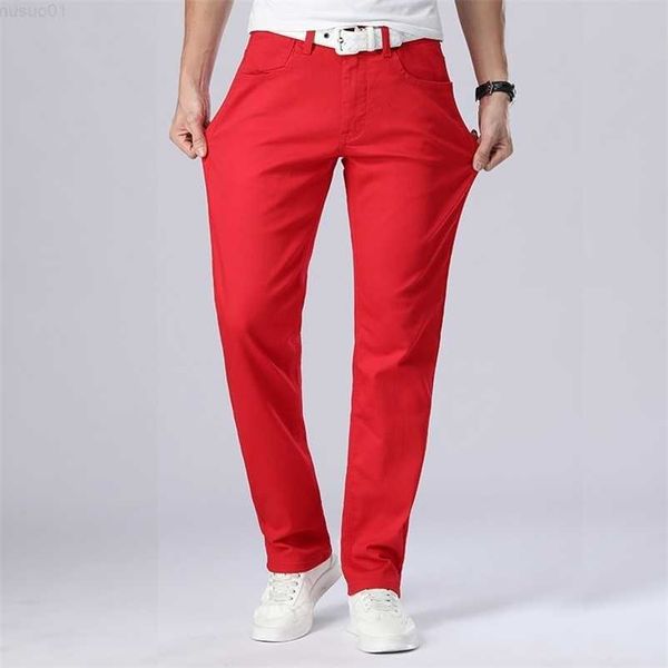 new autumn men's red jeans classic style straight elasticity cotton denim pants male brand white trousers 210318 l230726, Blue
new autumn men's red jeans classic style straight elasticity cotton denim pants male brand white trousers 210318 l230726, Blue