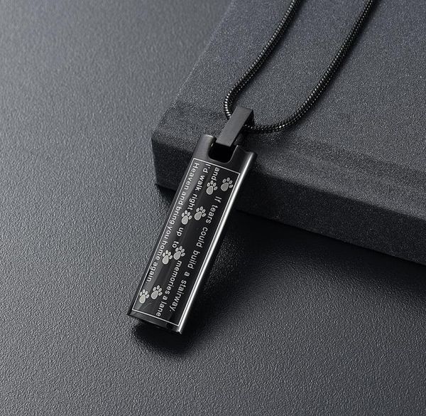 h888 black color bar cremation necklace engraving with animal paws funeral urn ashes holder stainless steel cremation jewelry9979439, Silver
h888 black color bar cremation necklace engraving with animal paws funeral urn ashes holder stainless steel cremation jewelry9979439, Silver