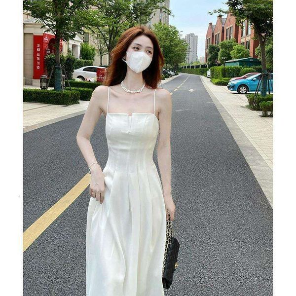 summer slim fit white strap dress for womens resort beach a line sleeveless waist long, Black;gray
summer slim fit white strap dress for womens resort beach a line sleeveless waist long, Black;gray