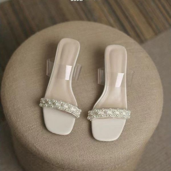 high-heeled slippers women's new summer fashion casual sandals fairy wind toe transparent thick slippers with ladies, Black
high-heeled slippers women's new summer fashion casual sandals fairy wind toe transparent thick slippers with ladies, Black