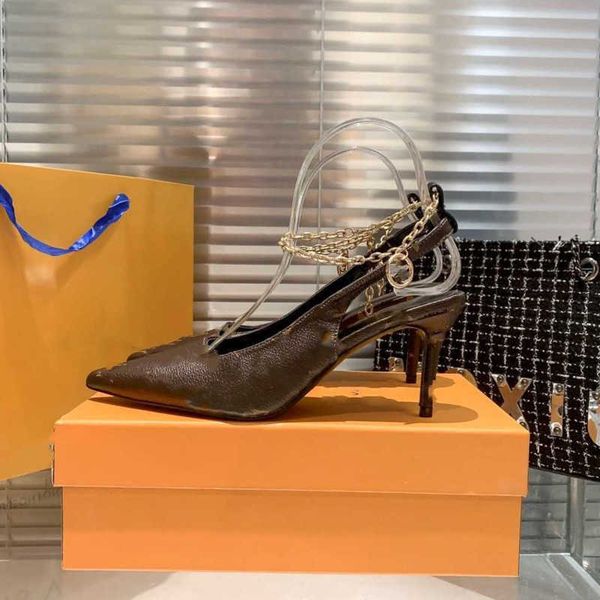designer sandals metal chain high heel 8cm shoes brand leather pointed toe 8cm thin heels brown baotou sandal old flowers monograms shoes, Black
designer sandals metal chain high heel 8cm shoes brand leather pointed toe 8cm thin heels brown baotou sandal old flowers monograms shoes, Black