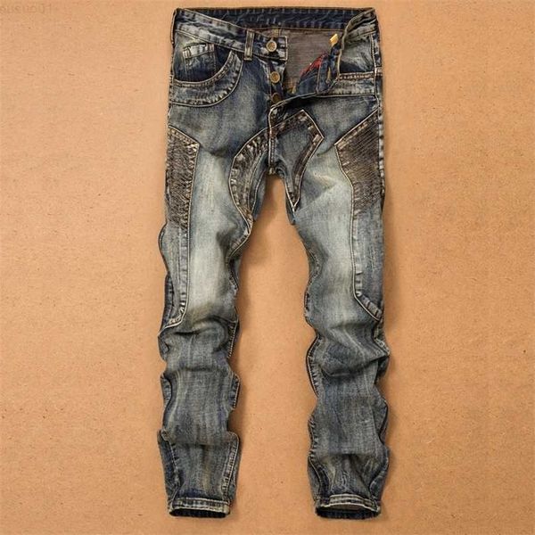 men's men's jeans pants splicing jean denim trousers biker male straight casual designer many multi-pocket comfortable 220408 l230, Blue
men's men's jeans pants splicing jean denim trousers biker male straight casual designer many multi-pocket comfortable 220408 l230, Blue
