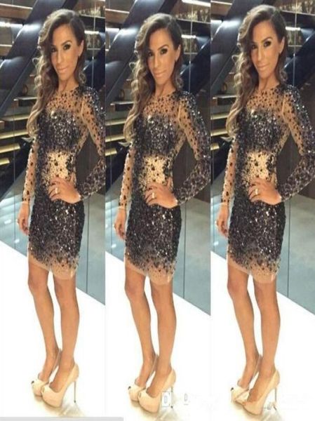 sparkly shiny black sequins crystal beaded long sleeve cocktail dresses short see though prom dress charming arabic mini party gow6635256
sparkly shiny black sequins crystal beaded long sleeve cocktail dresses short see though prom dress charming arabic mini party gow6635256