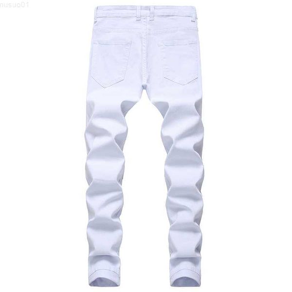 men's straight hole destruction trousers distressed jeans men denim fashion designer brand white pants male large size l230726, Blue
men's straight hole destruction trousers distressed jeans men denim fashion designer brand white pants male large size l230726, Blue