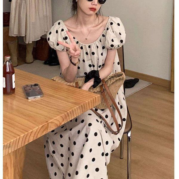 french polka dot puff sleeve dress womens summer high class feeling sweet temperament slimmer short, Black;gray
french polka dot puff sleeve dress womens summer high class feeling sweet temperament slimmer short, Black;gray