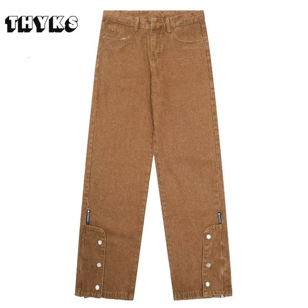 men's jeans american retro breasted high street punk style flare pant brown straight causal denim trousers spring 230725, Blue
men's jeans american retro breasted high street punk style flare pant brown straight causal denim trousers spring 230725, Blue