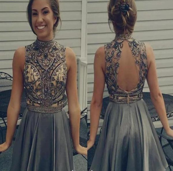 open back aline ball gown halter highneck short mini taffeta bridesmaid dress with beading cocktail gowns9690192, Black
open back aline ball gown halter highneck short mini taffeta bridesmaid dress with beading cocktail gowns9690192, Black