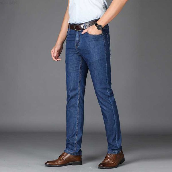 browon summer brand men's business jeans thin silk fabric mid straight regular full length work pants big size 29-42 210318 l230726, Blue
browon summer brand men's business jeans thin silk fabric mid straight regular full length work pants big size 29-42 210318 l230726, Blue