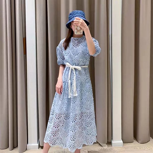 new-maje hollowed out a-line dress lace round neck tie front midi dress for women, Black;gray
new-maje hollowed out a-line dress lace round neck tie front midi dress for women, Black;gray