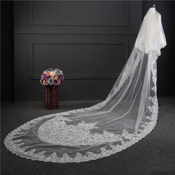 2017 custom made wedding veil real picture stunning two layers white ivory 3 meter long lace applique tulle cathedral bridal veils8688736, Black
2017 custom made wedding veil real picture stunning two layers white ivory 3 meter long lace applique tulle cathedral bridal veils8688736, Black