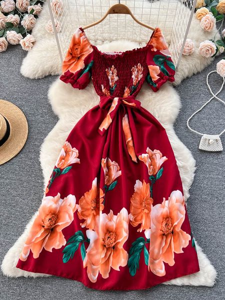 basic casual dresses yuoomuoo limited women dress vintage print flowers sash bandage long summer dress elegant y2k korean party vestido 230, Black;gray
basic casual dresses yuoomuoo limited women dress vintage print flowers sash bandage long summer dress elegant y2k korean party vestido 230, Black;gray