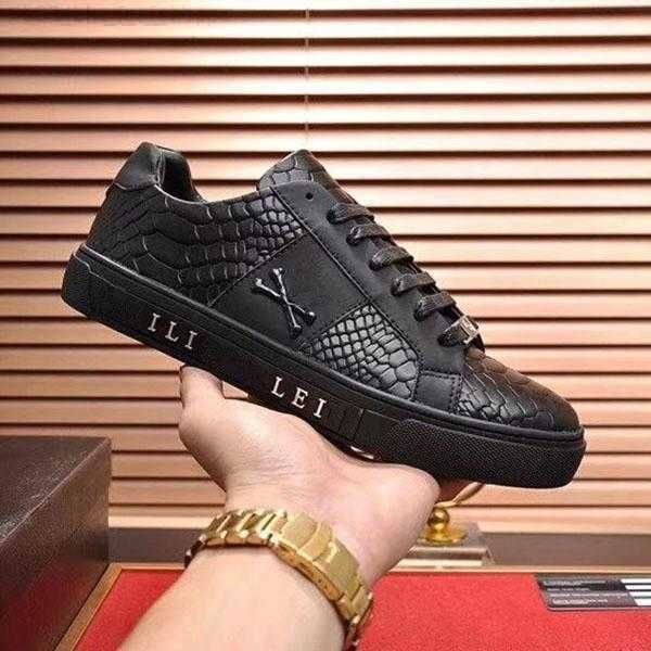fashion men shoes men leather lace up platform oversized sole sneakers white casual shoes printed philipps pleins us7-11, Black
fashion men shoes men leather lace up platform oversized sole sneakers white casual shoes printed philipps pleins us7-11, Black