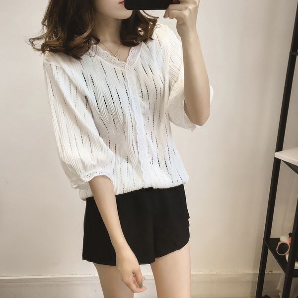 womens blouses shirts summer large size women shirt female halfsleeved loose hollow blouse lady girl lace white casual clothes h9016 230726
womens blouses shirts summer large size women shirt female halfsleeved loose hollow blouse lady girl lace white casual clothes h9016 230726