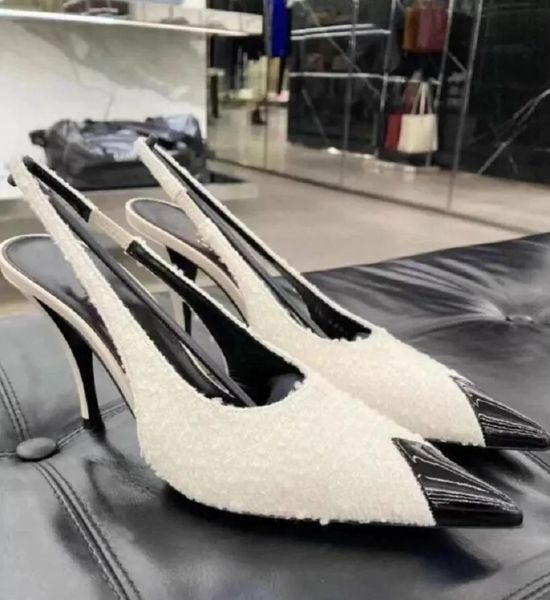 elegant vesper women sandals shoes slingback metal chain pumps boucle tweed stiletto heels lady pointed toe cap party dress wedding eu35-40., Black
elegant vesper women sandals shoes slingback metal chain pumps boucle tweed stiletto heels lady pointed toe cap party dress wedding eu35-40., Black