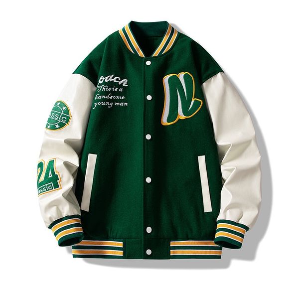 embroider letters n men varsity bomber jacket oversize vintage y2k baseball coats women leather sleeve green autumn outerwear, Black;brown
embroider letters n men varsity bomber jacket oversize vintage y2k baseball coats women leather sleeve green autumn outerwear, Black;brown