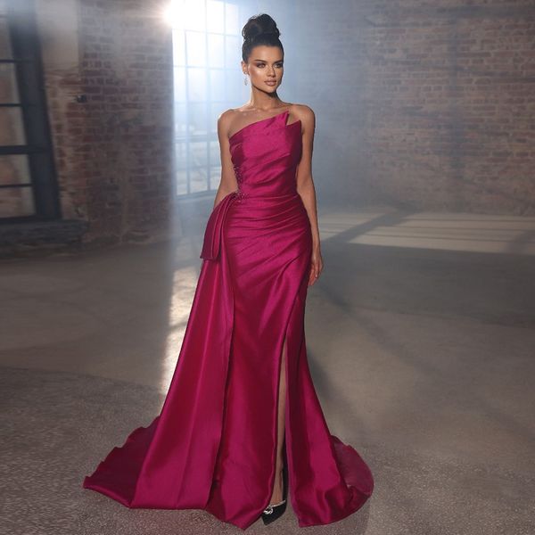 elegant mermaid long fuchsia evening dresses 2023 arabic overskirt side slit women luxury dubai prom formal party gowns robe de soiree, Black;red
elegant mermaid long fuchsia evening dresses 2023 arabic overskirt side slit women luxury dubai prom formal party gowns robe de soiree, Black;red