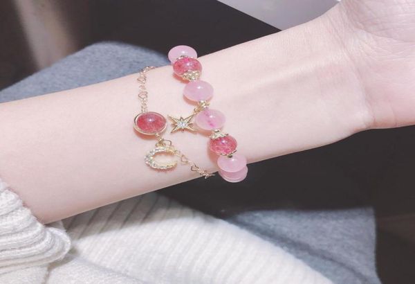 strawberry pink crystal transit star moon female gift bracelet6356277, Golden;silver
strawberry pink crystal transit star moon female gift bracelet6356277, Golden;silver