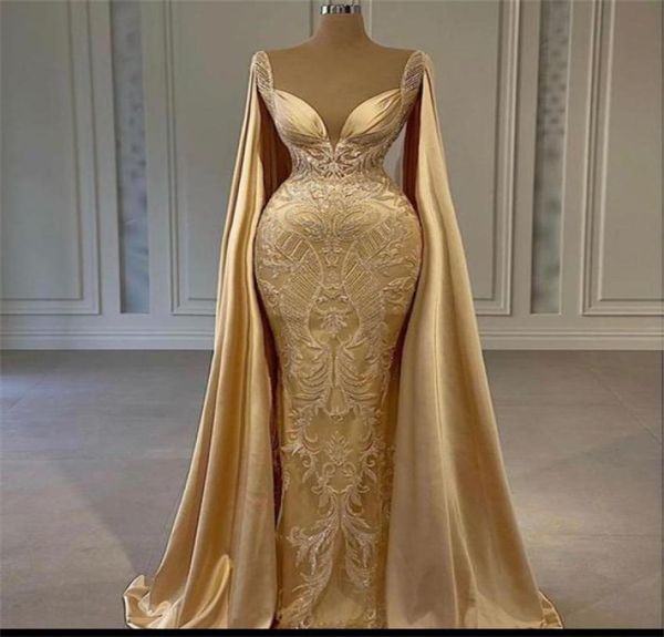 gold mermaid prom dresses with wrap beaded lace appliqued 2021 evening dress party second reception gowns plus size6817615, Black 
gold mermaid prom dresses with wrap beaded lace appliqued 2021 evening dress party second reception gowns plus size6817615, Black