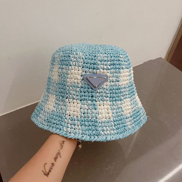 women autumn summer candy breathable designer bucket hat outdoor vacation travel triangle letter print straw hand knitted wide brim hats, Blue;gray
women autumn summer candy breathable designer bucket hat outdoor vacation travel triangle letter print straw hand knitted wide brim hats, Blue;gray