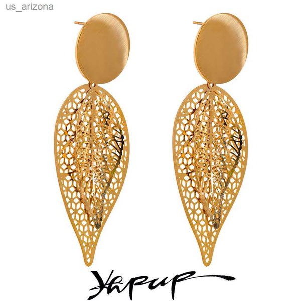 yhpup big leaf hollow fashion drop earrings bohemian stainless steel 18k gold plated stylish retro charm jewelry accessories l230620, Golden;silver
yhpup big leaf hollow fashion drop earrings bohemian stainless steel 18k gold plated stylish retro charm jewelry accessories l230620, Golden;silver
