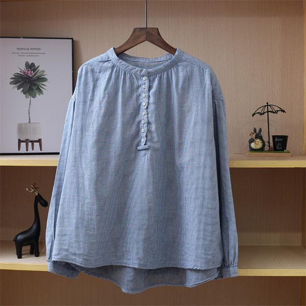 womens blouses shirts autumn women cotton stand collar blouse loose vintage shirt stripe long sleeve 230726, White
womens blouses shirts autumn women cotton stand collar blouse loose vintage shirt stripe long sleeve 230726, White