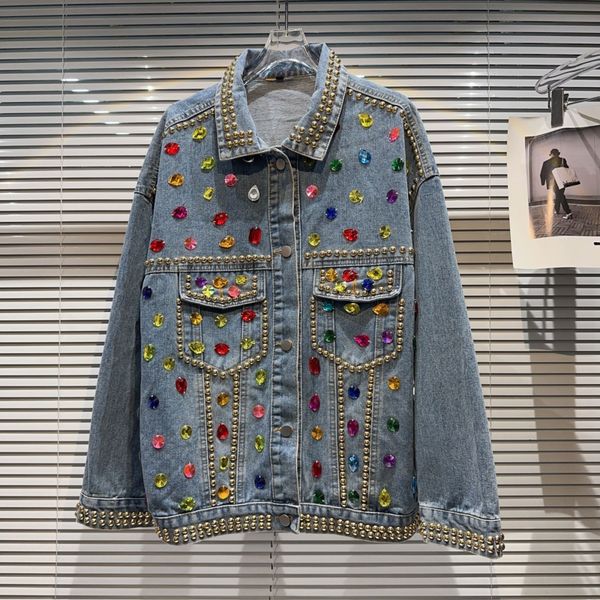 womens jackets borvemays colours diamonds patchwork denim jacket street temperament lapel singlebreasted long sleeve loose coat autumn wz370, Black;brown
womens jackets borvemays colours diamonds patchwork denim jacket street temperament lapel singlebreasted long sleeve loose coat autumn wz370, Black;brown