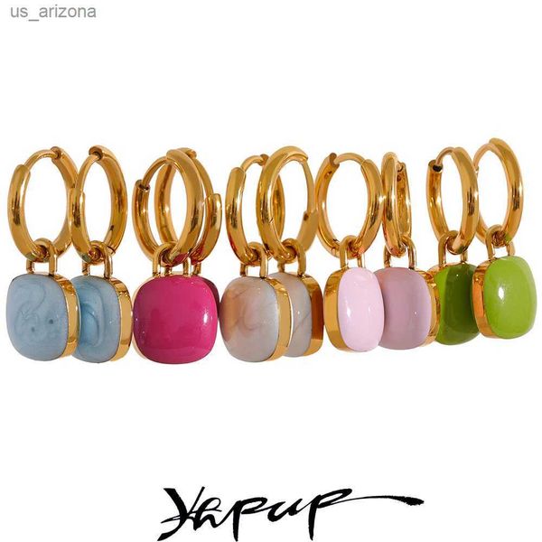 yhpup colorful enamel candy stainless steel square drop chic hoop earrings women 18k pvd plated stylish summer jewelry bijoux l230620, Golden;silver
yhpup colorful enamel candy stainless steel square drop chic hoop earrings women 18k pvd plated stylish summer jewelry bijoux l230620, Golden;silver