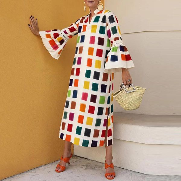 dresses yeezzi female summer loose waist vneck original flared sleeves splitjoint multicolored plaid midi dress for women 2022 new, Black;gray
dresses yeezzi female summer loose waist vneck original flared sleeves splitjoint multicolored plaid midi dress for women 2022 new, Black;gray
