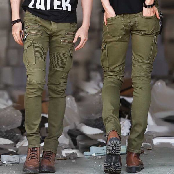 men's jeans green black denim biker jeans men skinny runway distressed slim elastic homme hip hop military motorcycle cargo pants l2307, Blue
men's jeans green black denim biker jeans men skinny runway distressed slim elastic homme hip hop military motorcycle cargo pants l2307, Blue