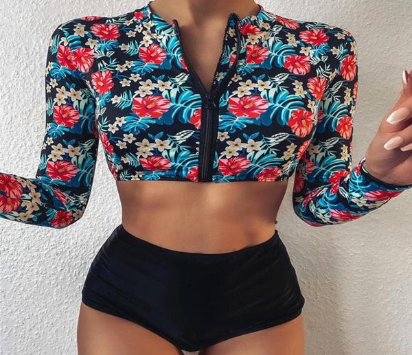 high waist swimsuit long sleeves swimwear women floral print 2021 swimming suit zipper triangle bikini bathing beachwear women034611066, White;black
high waist swimsuit long sleeves swimwear women floral print 2021 swimming suit zipper triangle bikini bathing beachwear women034611066, White;black