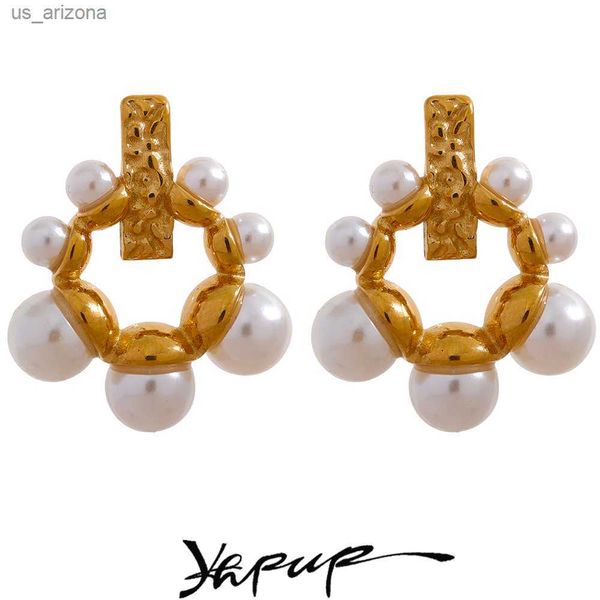 yhpup vintage imitation pearls geometric hollow stainless steel gold color korean earrings trendy elegant stylish jewelry gift l230620, Golden;silver
yhpup vintage imitation pearls geometric hollow stainless steel gold color korean earrings trendy elegant stylish jewelry gift l230620, Golden;silver