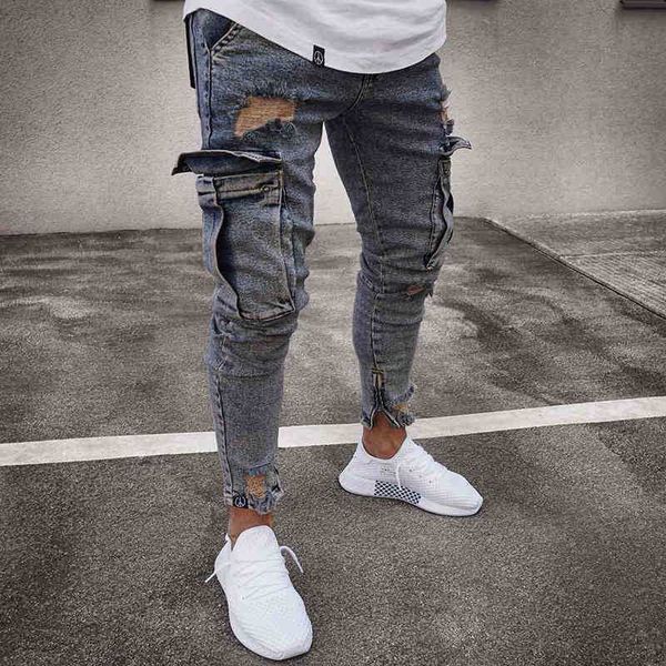 men's casual slim fit mens jeans 2022 trendy knee ripped designer pants men party dj fashion masculina y220420 l230726, Blue
men's casual slim fit mens jeans 2022 trendy knee ripped designer pants men party dj fashion masculina y220420 l230726, Blue